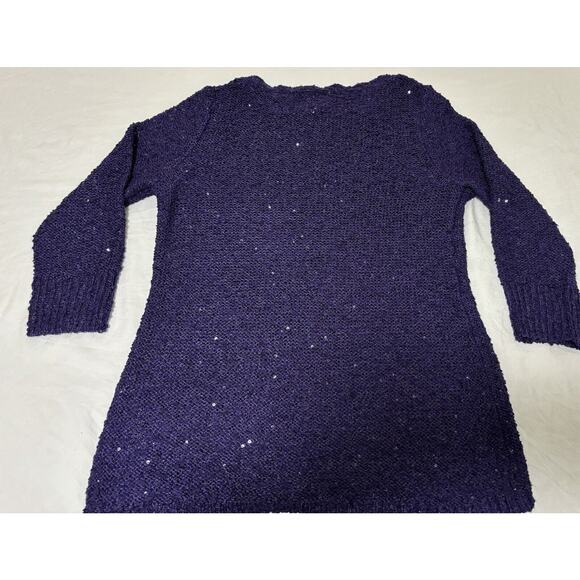 Chico's Women’s Size 0 Small Sequin Sweater Pullover Festive Glam Purple Whimsy - Picture 5 of 11